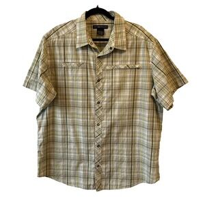 Exofficio Short Sleeve Zip Pocket Plaid Snap Button Shirt Men's  XXL Outdoor